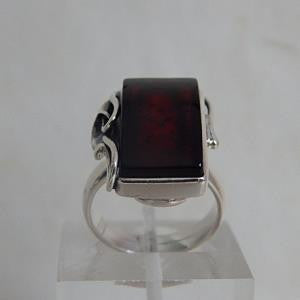 Ring - Amber & Sterling Silver - Size 6.5