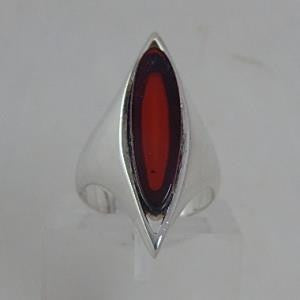 Thin style marquis amber ring - front view
